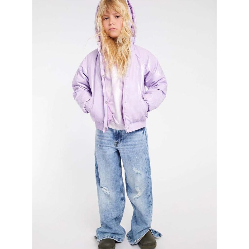 Dětská bunda Guess fialová barva