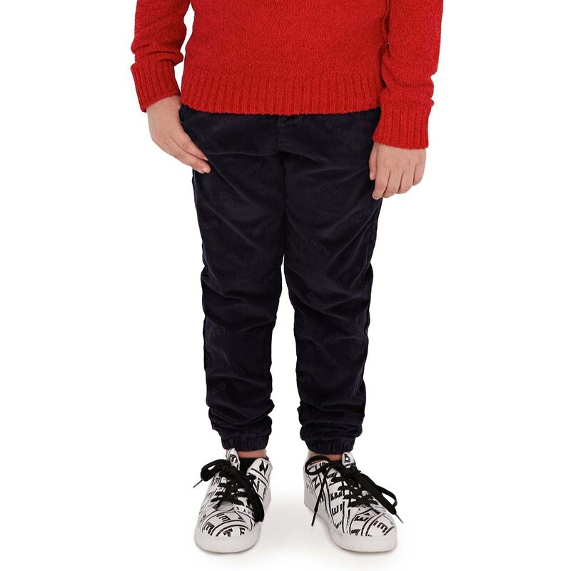 Dětské manšestrové kalhoty Guess tmavomodrá barva
