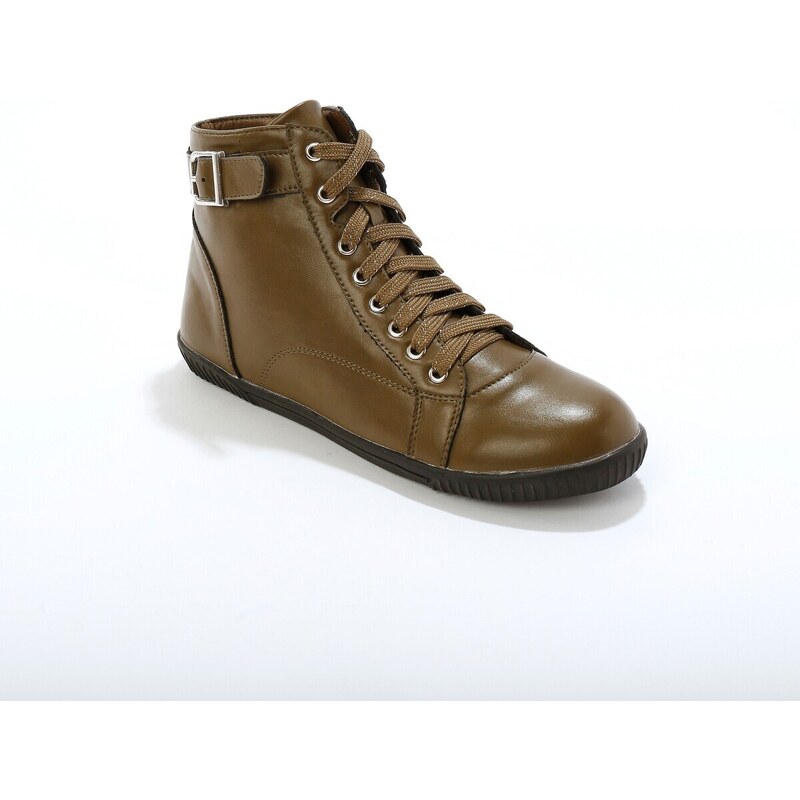 Blancheporte Kotníkové tenisky na zip a sponu khaki 88622713