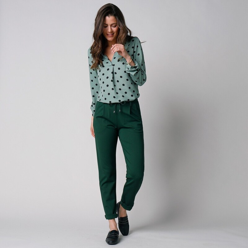 Blancheporte Chino kalhoty z úpletu Milano smaragdová 48