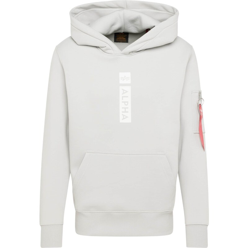 ALPHA INDUSTRIES Mikina světle šedá / bílá