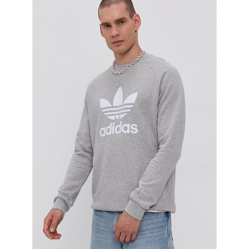 Bavlněná mikina adidas Originals H06650 pánská, šedá barva, melanžová, H06650-MGREYH/WHT