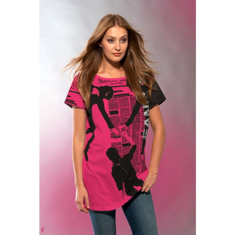 Dámské stylové tričko růžové s potiskem