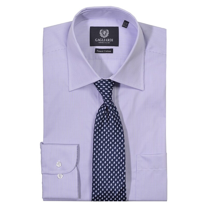 Luxusní bílá košile Gagliardi - fialový proužek