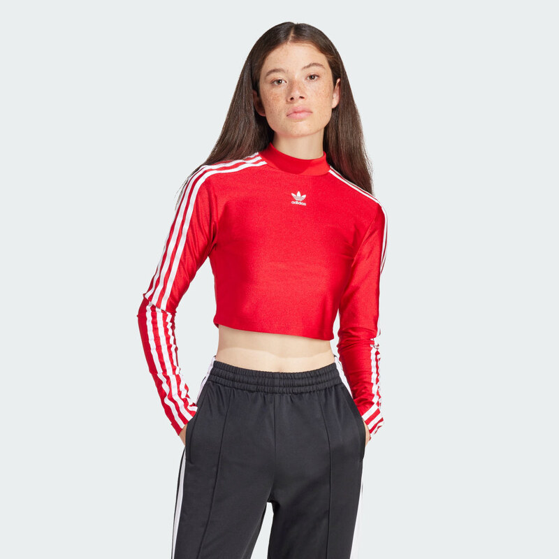 Adidas Tričko 3-Stripes Cropped Long Sleeve