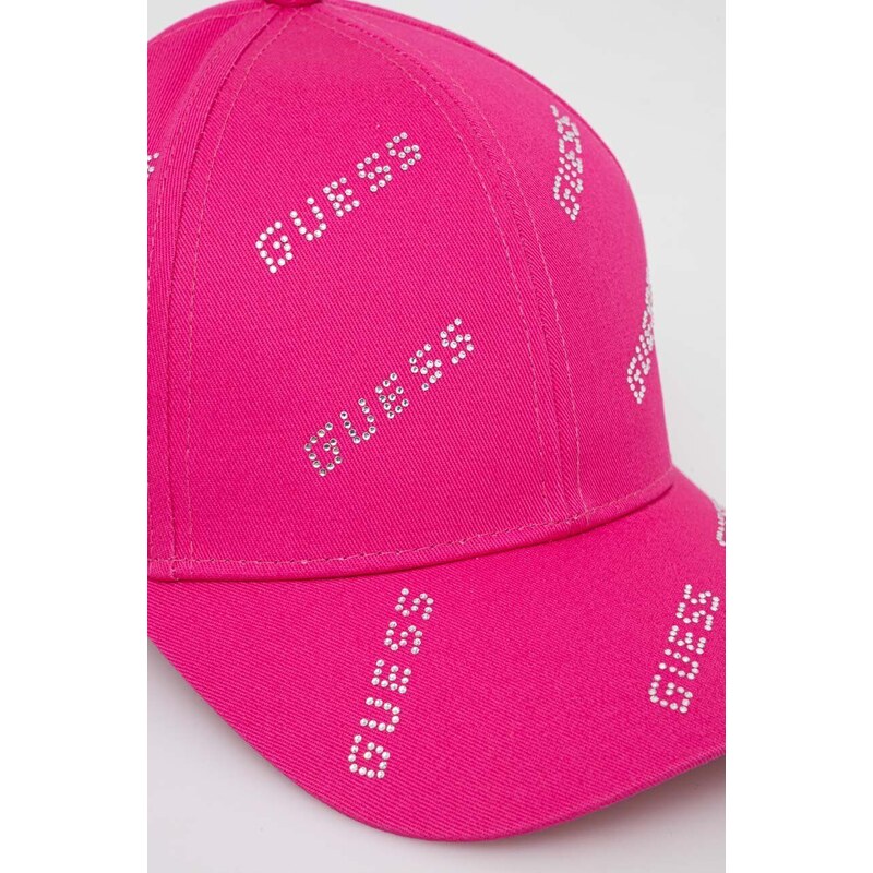 Bavlněná baseballová čepice Guess fialová barva, s aplikací, V4RZ03 WFKN0