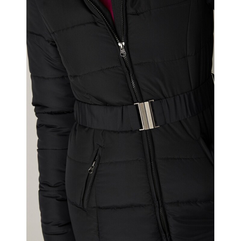 Blancheporte Prošívaná bunda s páskem a zipem, krátká černá 52