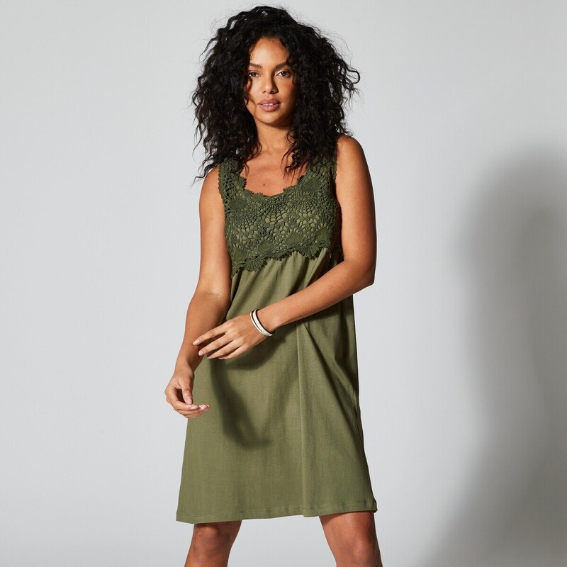 Blancheporte Šaty s macramé khaki