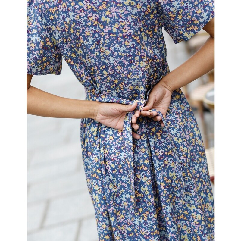 Blancheporte Rozšířené šaty na knoflíky s potiskem lila/modrá 36