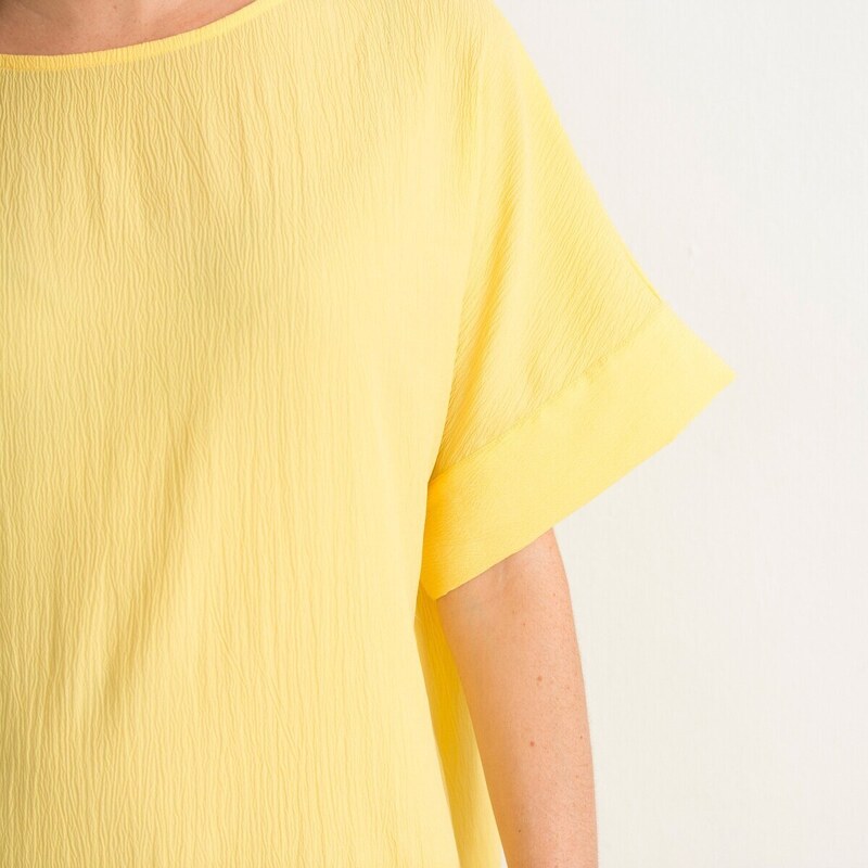 Blancheporte Rovné jednobarevné šaty se strukturou žlutá 54