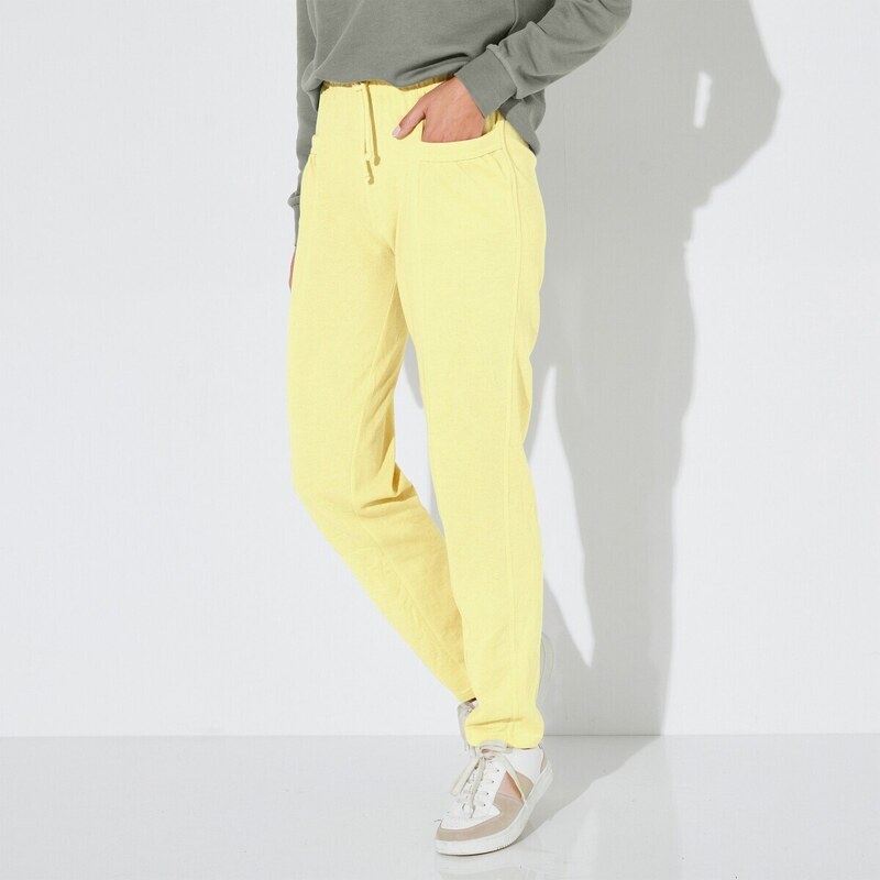 Blancheporte Jogging kalhoty z česaného moltonu, jednobarevné žlutá 56