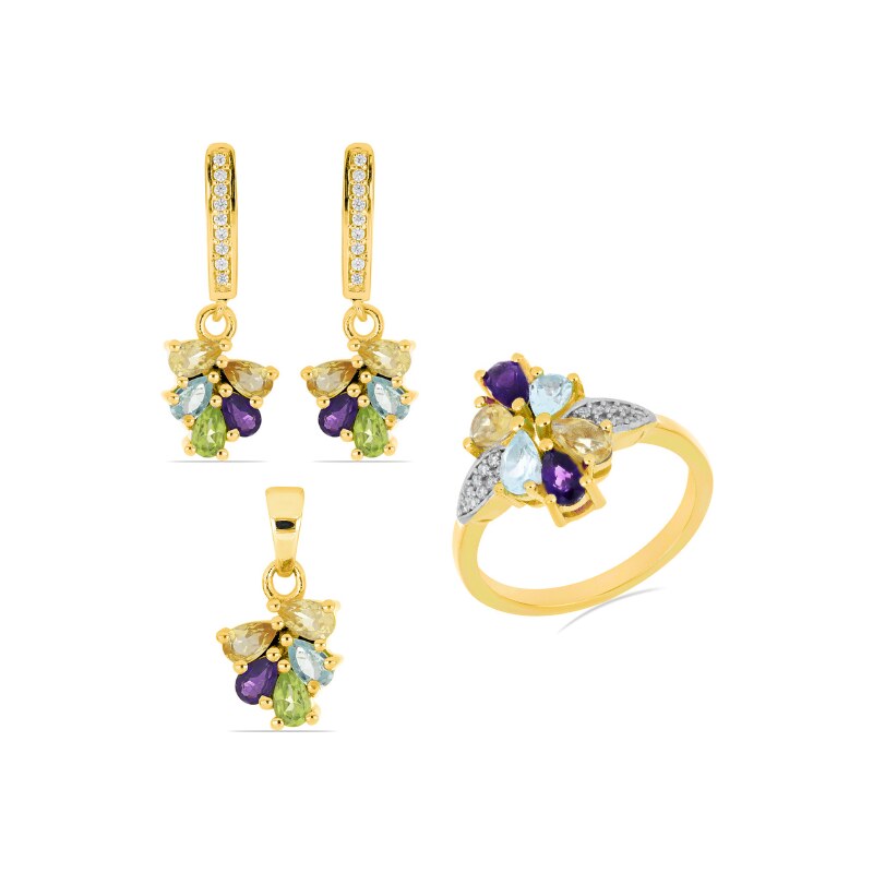 Carlo Romani SOUPRAVA MULTICOLOR OLIVIE (pozlacená) - NÁUŠNICE,