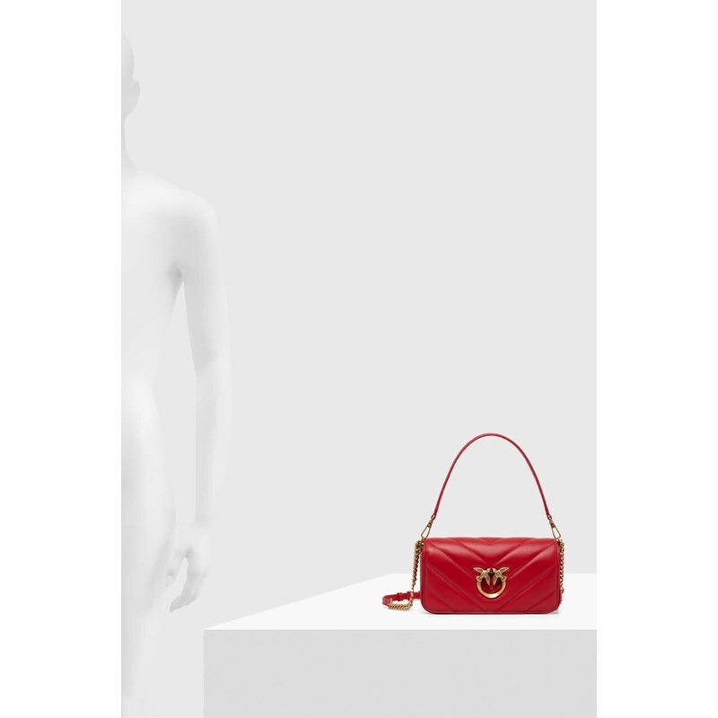 Kožená kabelka Pinko červená barva, 100068.A136
