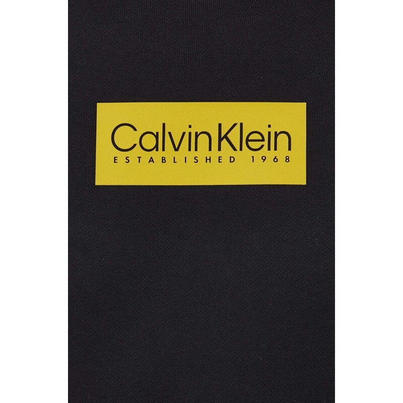 Bavlněná mikina Calvin Klein pánská, černá barva, s aplikací