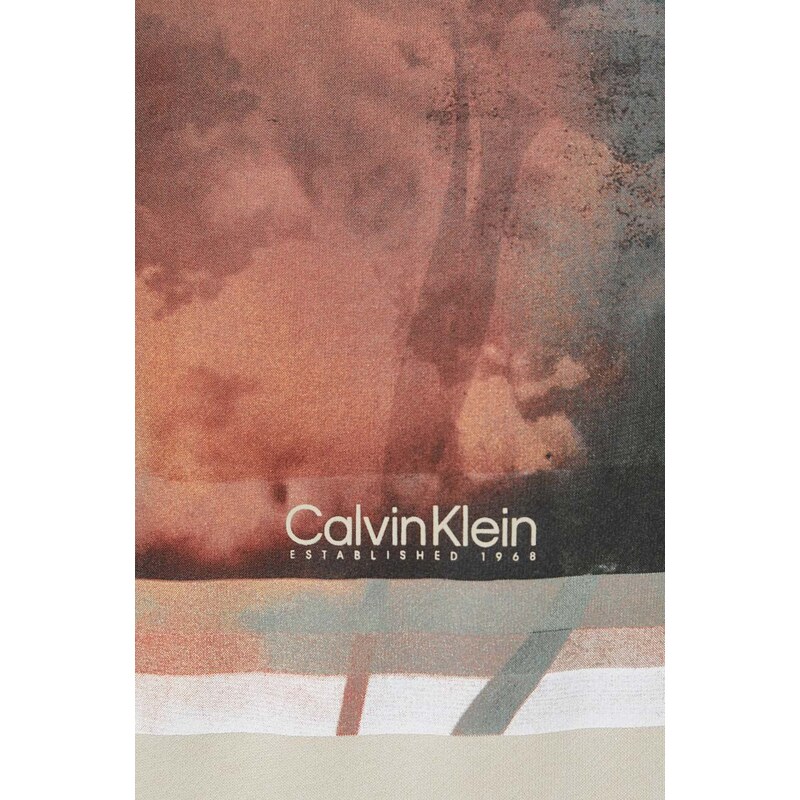 Bavlněná mikina Calvin Klein pánská, béžová barva, s potiskem