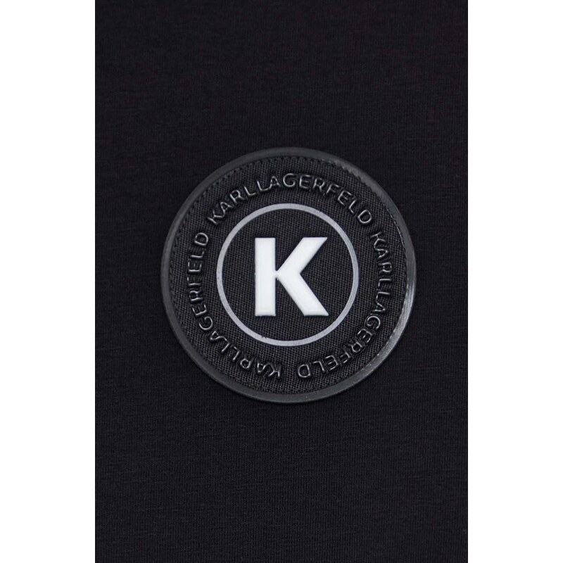 Polo tričko Karl Lagerfeld černá barva, s aplikací