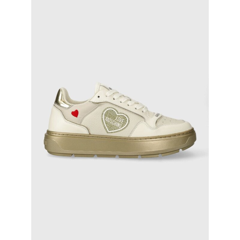 Kožené sneakers boty Love Moschino béžová barva, JA15204G1IJC290A