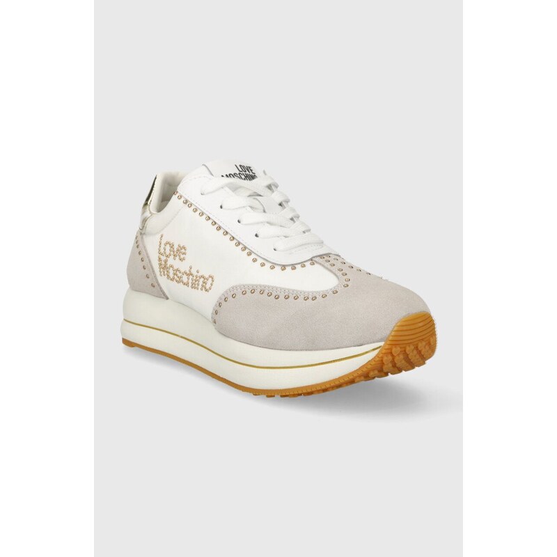 Sneakers boty Love Moschino bílá barva, JA15054G1IIND10A