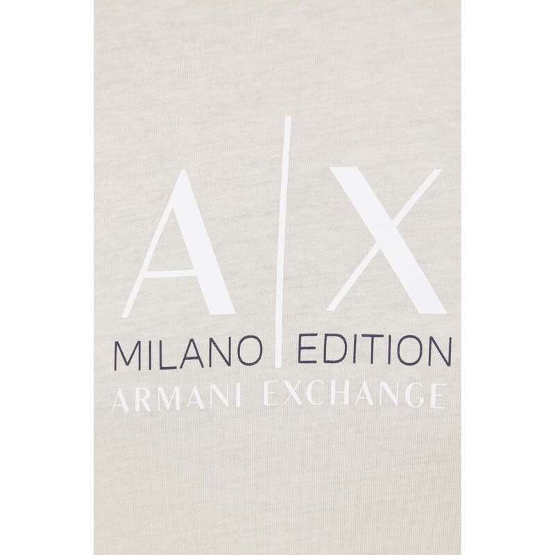 Bavlněné tričko Armani Exchange béžová barva, s potiskem, 3DZTAB ZJ3VZ
