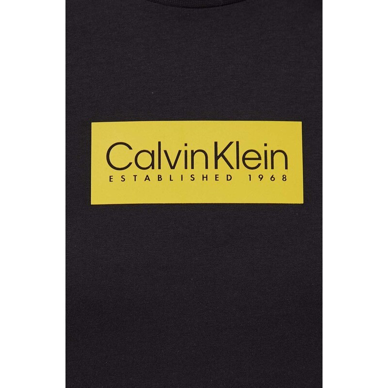 Bavlněné tričko Calvin Klein černá barva, s aplikací