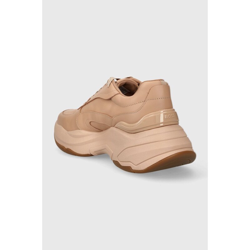 Kožené sneakers boty BOSS Noa béžová barva, 50513441