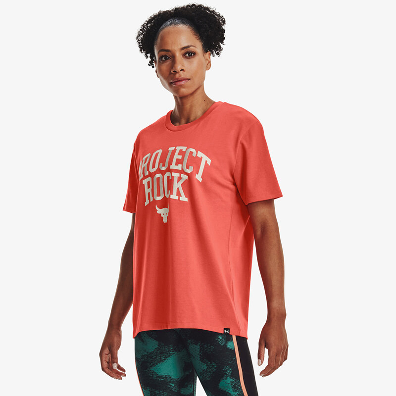 Dámské tričko Under Armour Project Rock Heavyweight Campus T-Shirt Orange