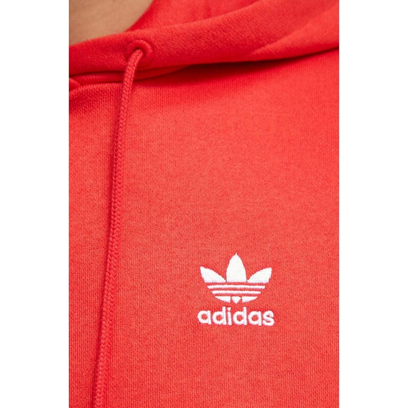 Mikina adidas Originals dámská, červená barva, s kapucí, s potiskem, IP0585