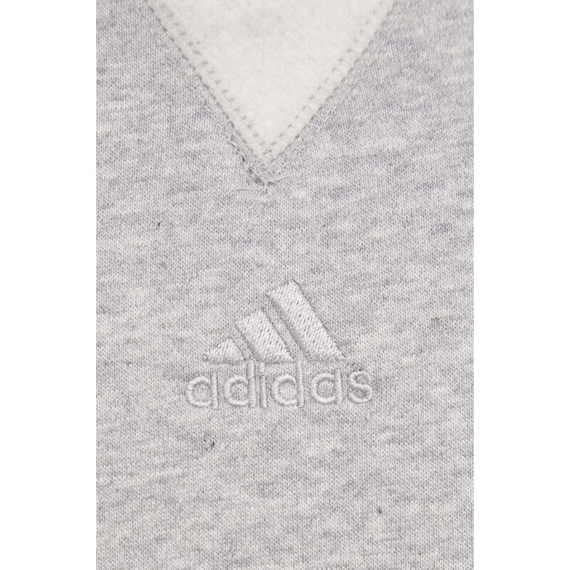 Mikina adidas pánská, šedá barva, s kapucí, melanžová, IX3958