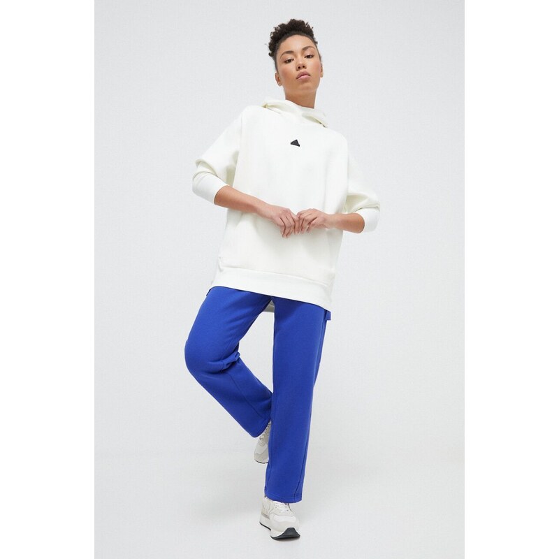 Mikina adidas Z.N.E dámská, béžová barva, s kapucí, hladká, IS3904