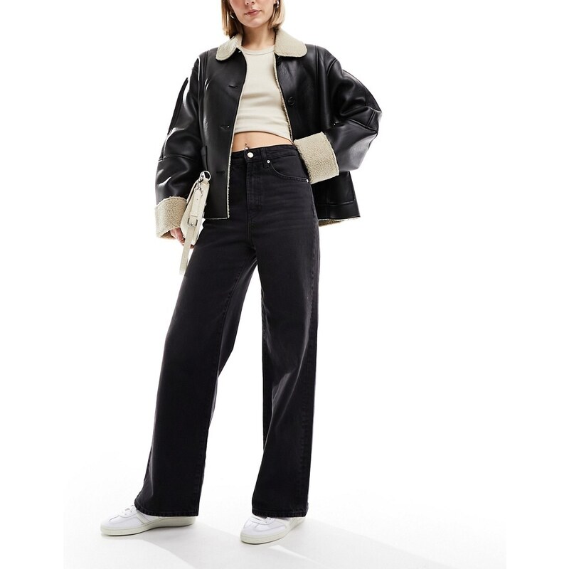 ONLY Hope wide leg jean in black