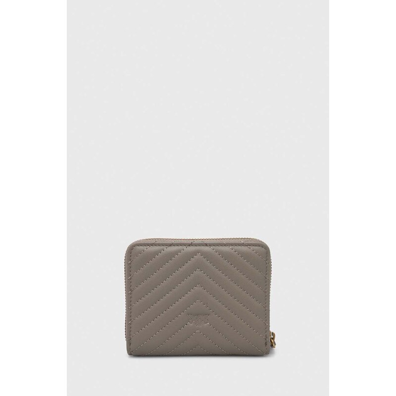 Kožená peněženka Pinko šedá barva, 100249.A0GK