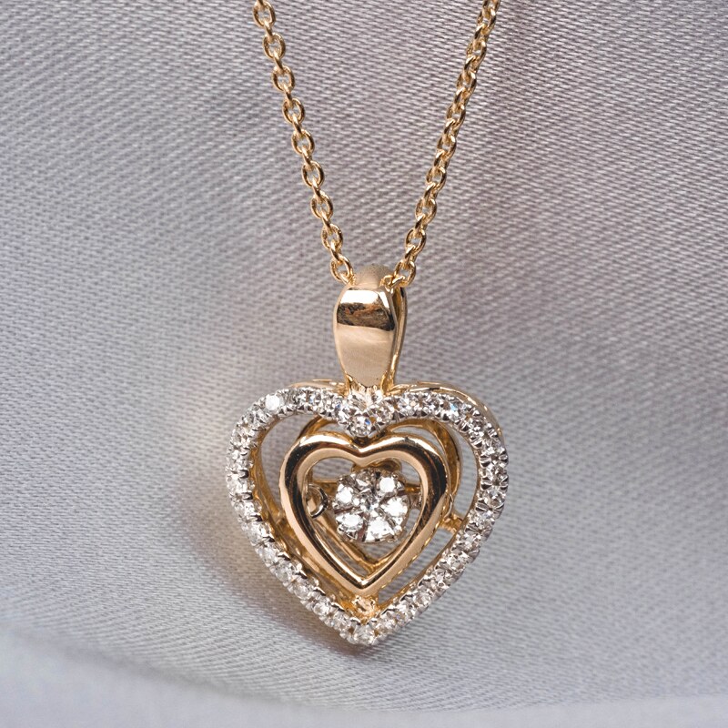 Zlatý náhrdelník Srdce s diamanty Planet Shop