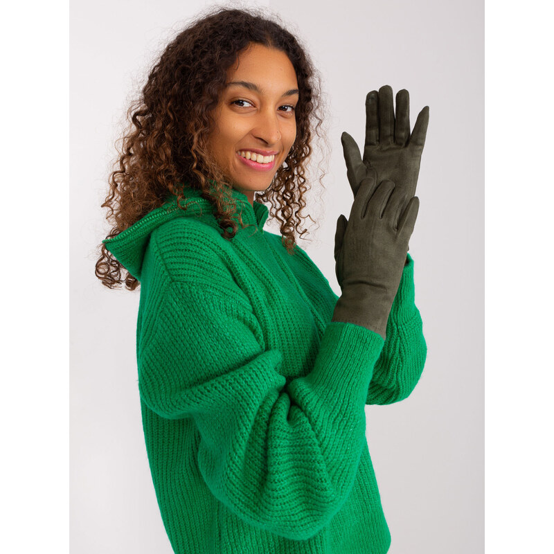 Fashionhunters Khaki zimní dotykové rukavice