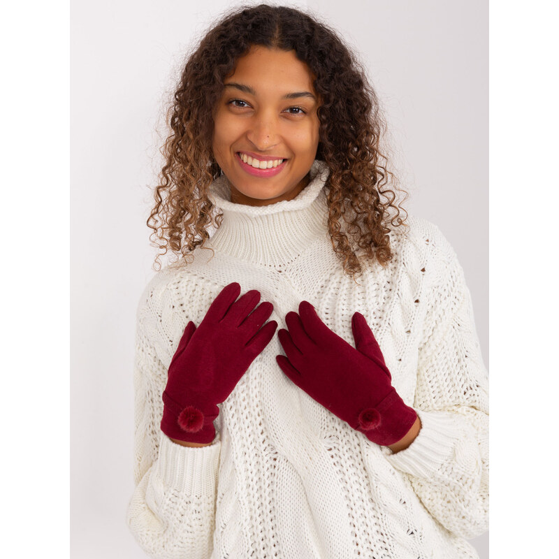 Wool Fashion Italia Gloves-AT-RK-23904.26-burgundy