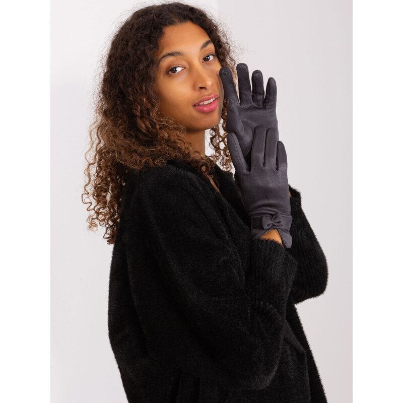 Fashionhunters Tmavě šedé zateplené dámské rukavice