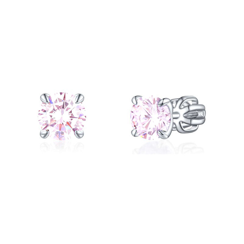 Olivie Stříbrné 6mm náušnice PIPPI PINK 7960