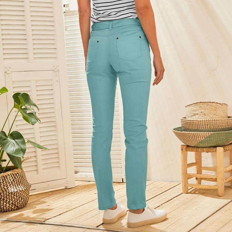 Blancheporte Rovné kalhoty pro malou postavu bledě modrá 40