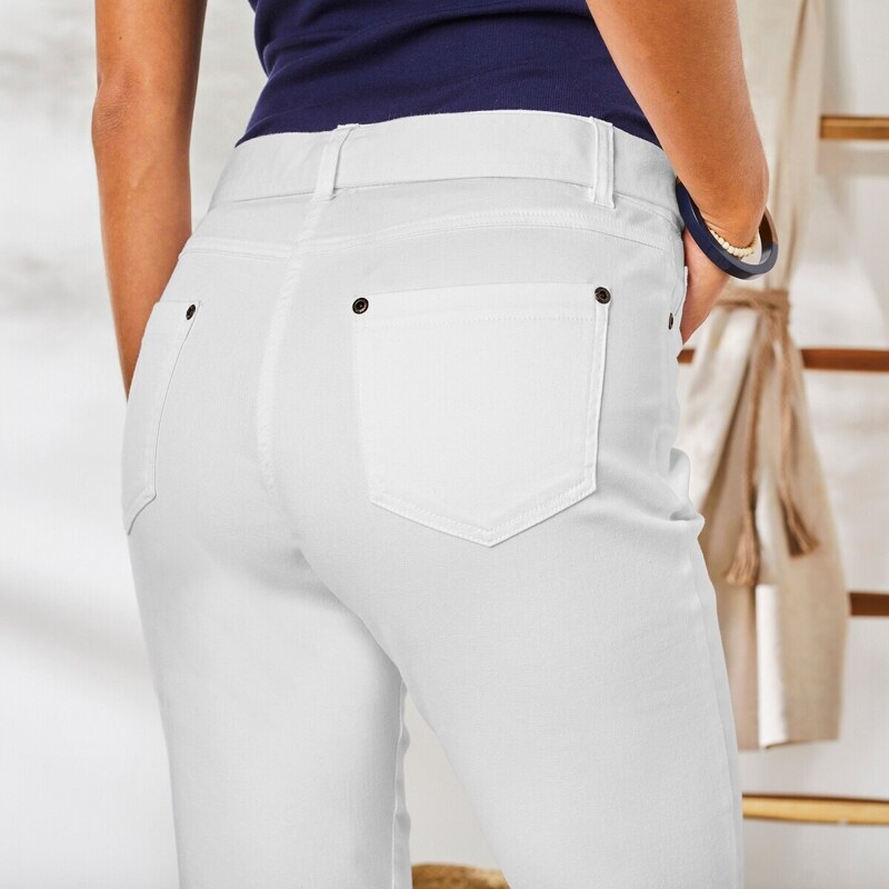 Blancheporte Rovné kalhoty pro malou postavu bílá 52