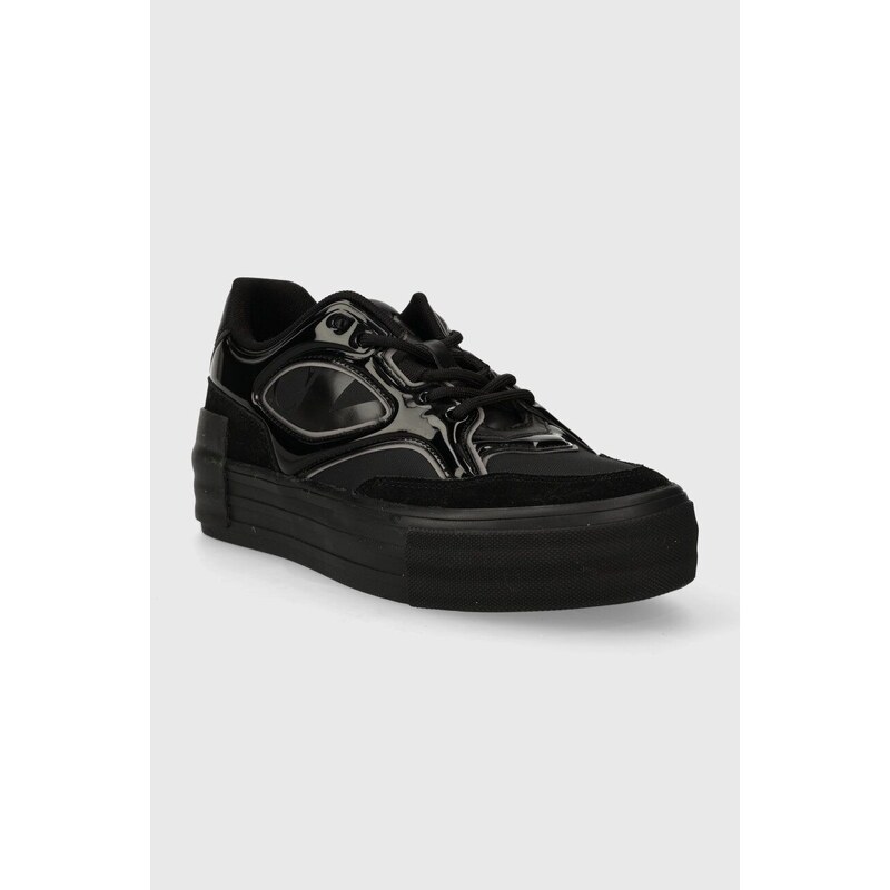 Sneakers boty Calvin Klein Jeans BOLD VULC FLATF LACE MIX MG LUM černá barva, YW0YW01295