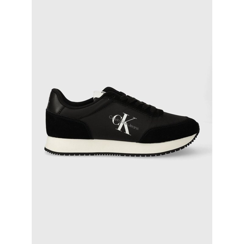 Sneakers boty Calvin Klein Jeans RETRO RUNNER LOW LACE NY ML černá barva, YW0YW01326