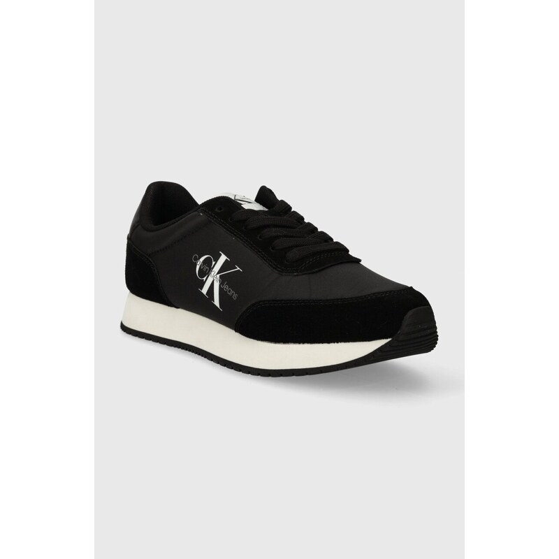 Sneakers boty Calvin Klein Jeans RETRO RUNNER LOW LACE NY ML černá barva, YW0YW01326