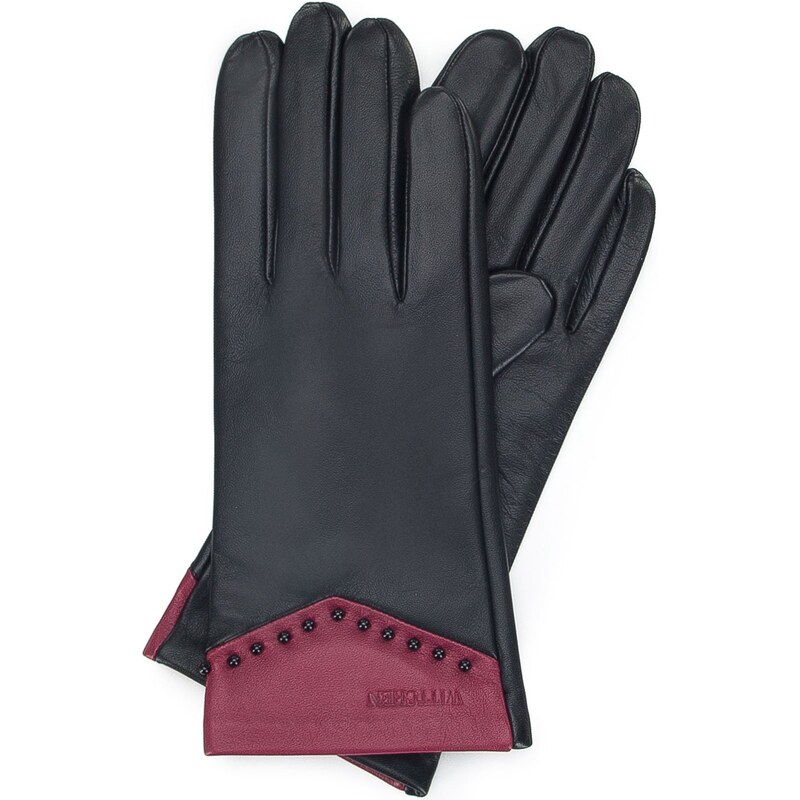 Dámské rukavice Wittchen, černo-růžová, přírodní kůže