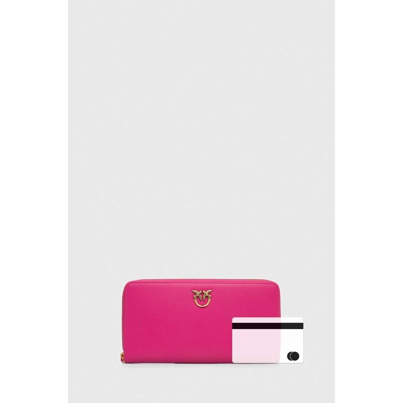 Kožená peněženka Pinko růžová barva, 100250 A0F1