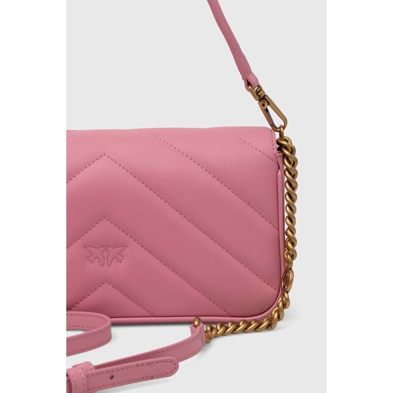Kožená kabelka Pinko růžová barva, 100068.A136
