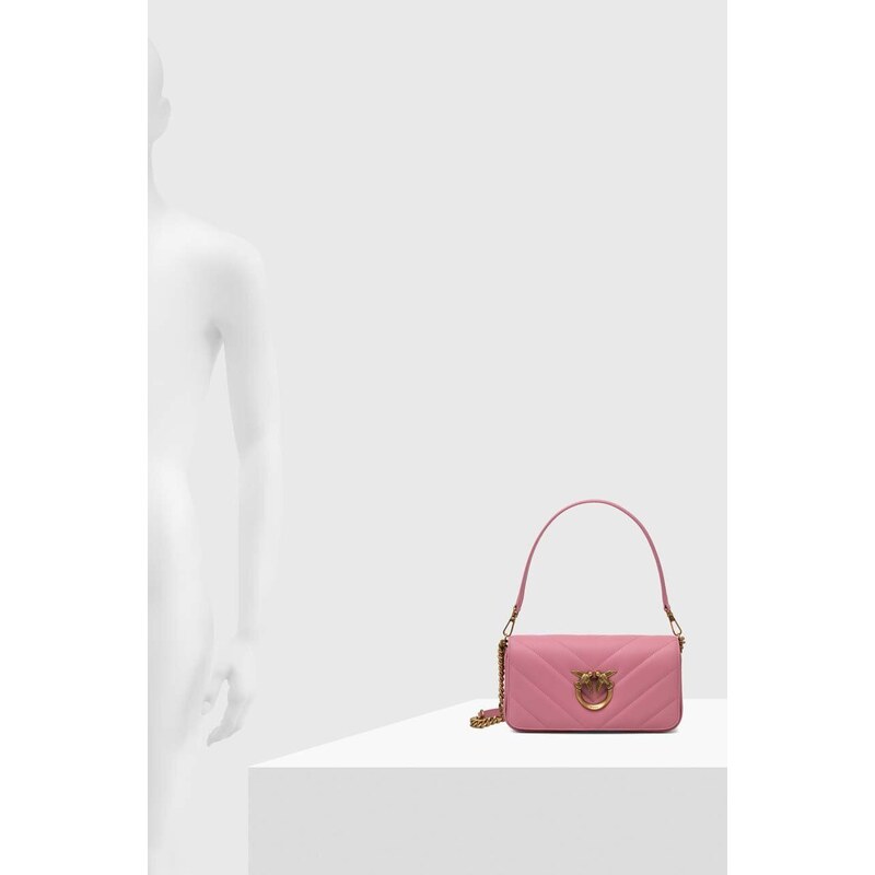Kožená kabelka Pinko růžová barva, 100068.A136