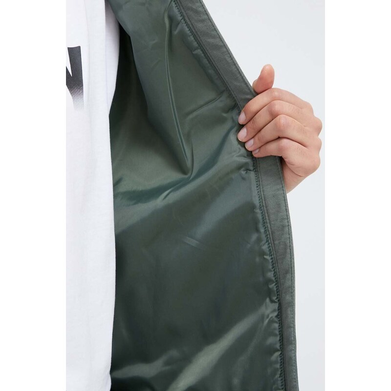 Mikina Dkny dámská, zelená barva, s kapucí, hladká, DP3J9344