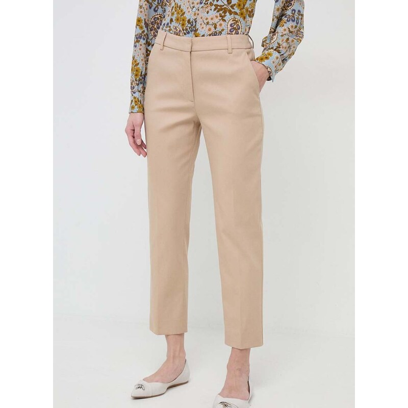 Kalhoty Weekend Max Mara dámské, béžová barva, fason cargo, high waist