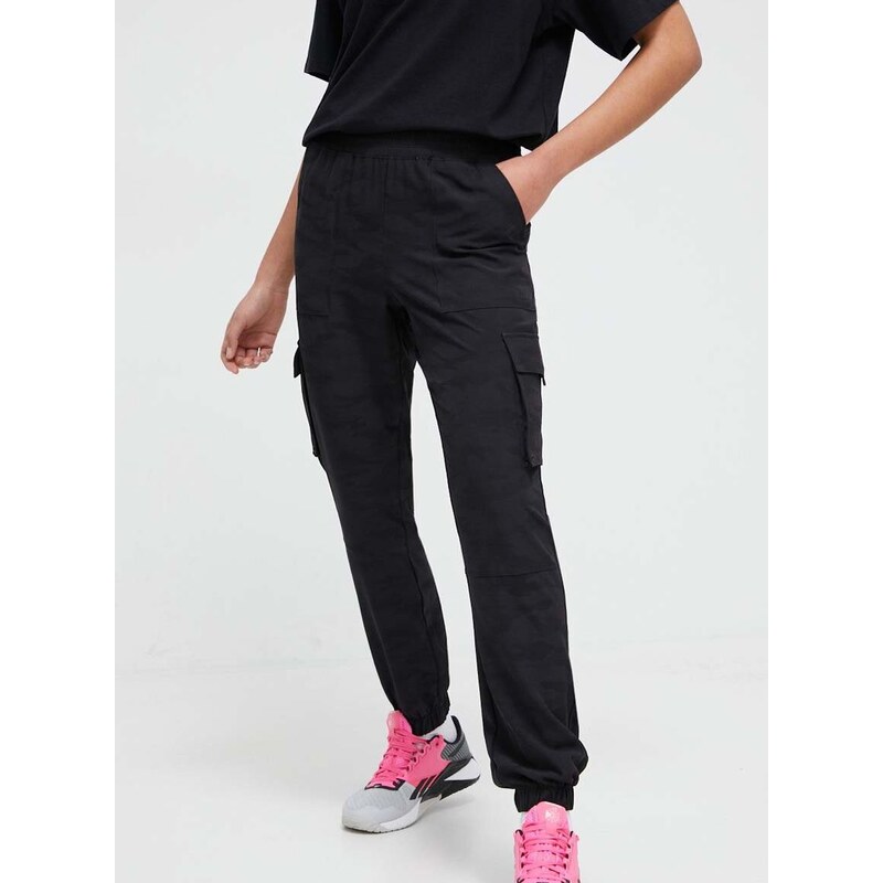 Kalhoty Dkny dámské, černá barva, high waist, DP3P3383
