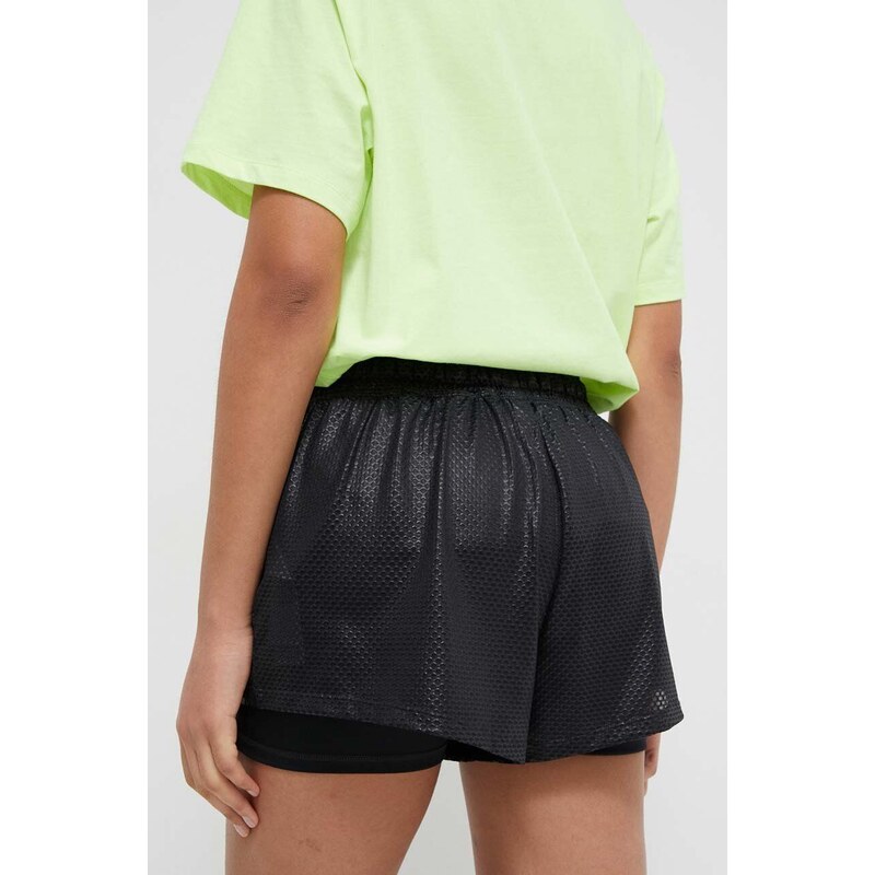 Kraťasy Dkny dámské, černá barva, vzorované, high waist, DP3S5159