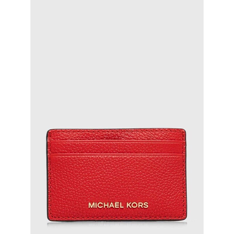 Kožené pouzdro na karty MICHAEL Michael Kors červená barva